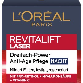 L'Oréal Paris Anti-Ageing Night Cream with Triple Power for Women: Reduces Wrinkles & Tightens the Skin, with Pro-Retinol, Hyaluronic Acid and Vitamin C, RevitaLift Laser, 1 x 50 ml