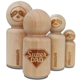 Super Dad Father's Day Superhero Diamond Rubber Stamp for Stamping Crafting Planners - 1-1/4 Inch Large