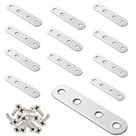 LOYELEY Joint Fittings, Flat Furniture Fixing, Shelf Brackets, Joint Metal Fittings, 12 Pieces, 3.0 x 0.6 x 0.8 inches (76 x 16 x 2 mm), Flat Plate, Plate Hardware, Furniture Fixing Plate, Bracket