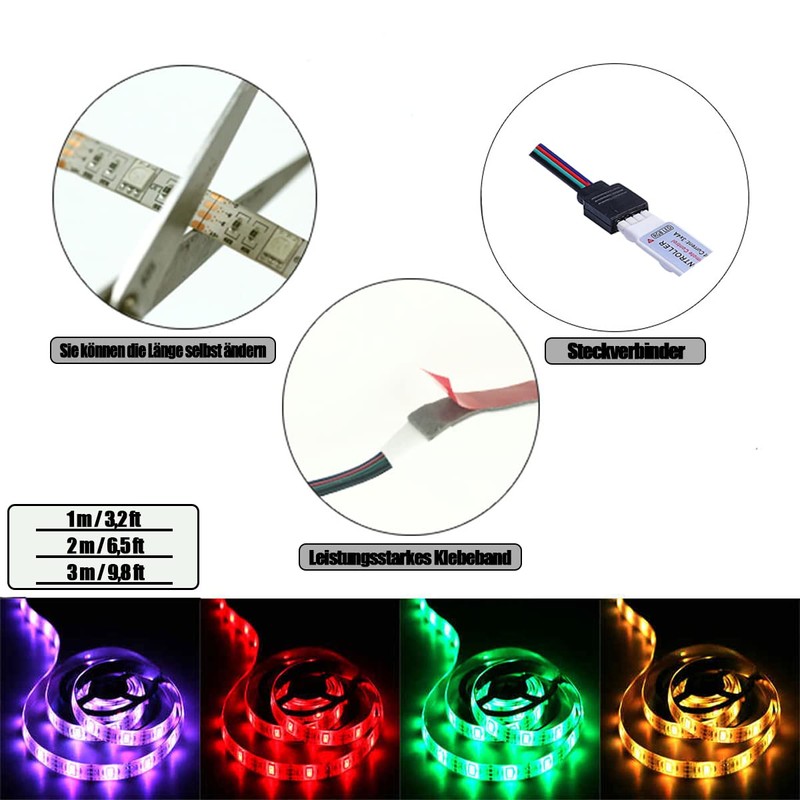 GOIEHIR USB LED Strip, 9.8 ft 24 Button Light Strip,