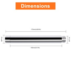 HarJue Shower Head Extension Arm, Shower Head Extender Water Outlet- Lowers Existing, Durable Shower Pipe Extension for Bathroom, Made of Solid Metal Stainless Steel(6 Inch, Chrome Finish)