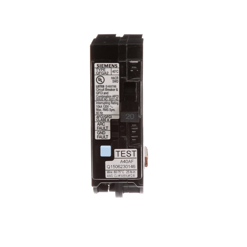 SIEMENS Q120DF 20-Amp Afci/Gfci Dual Function Circuit Breaker, Plug-in Load