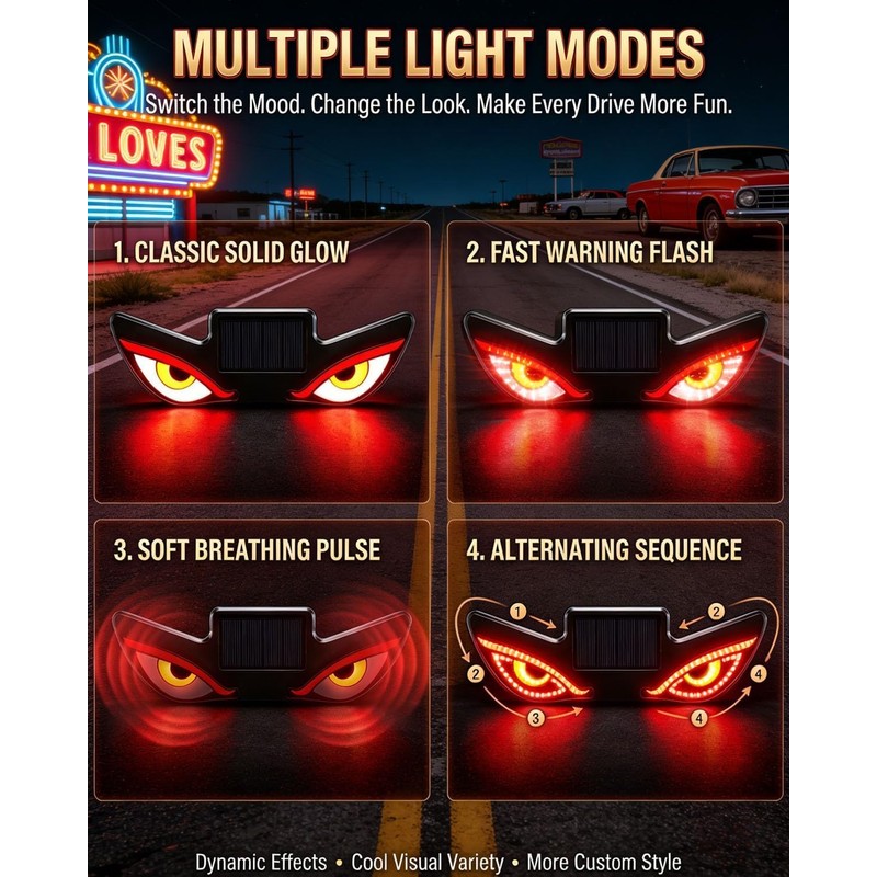 Solar Powered Devils Eyes LED Car Light, Devil Eyes Lights