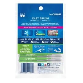 DenTek Easy Brush Interdental Cleaners, Brushes Between Teeth, Tight Teeth, Mint Flavor, 16 Count (Pack of 6)