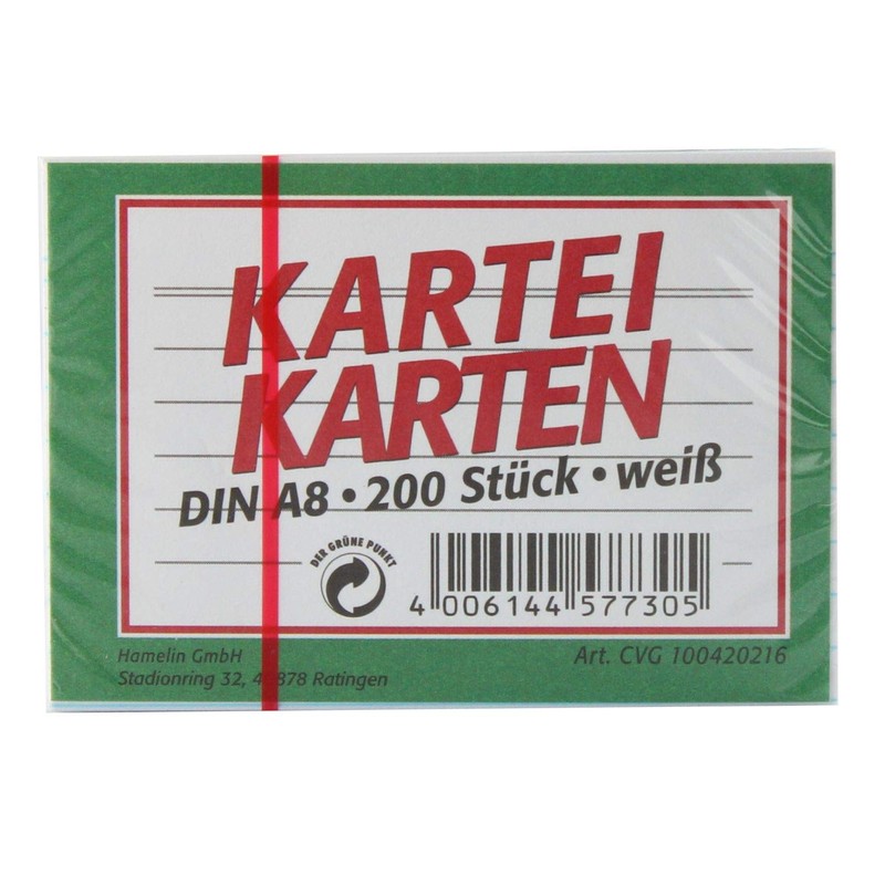 Landre 100420216 Index Cards Ruled on, A8, Pack of 200,