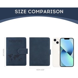 LISAPRO Funda para Pasaporte con Bloqueo RFID, Porta de Pasaporte de Cuero PU, Cartera para Pasaporte, con Etiqueta de Equipaje, Organizador de Docume