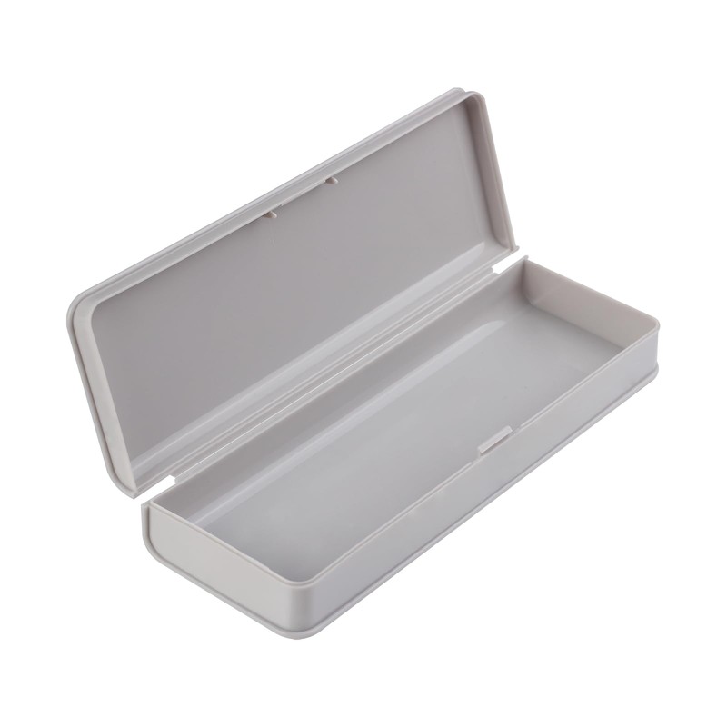 HIEALO Pencil Box,Plastic Pencil Case For Kids School Office,Grey,1 Pack,Solid