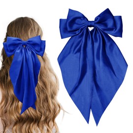 Hair Bow for Girls,Cute Bow Hair Clips for Women Oversized Satin Hair clips Long Ribbon Hair Accessories Gifts for Girl (Royal Blue)