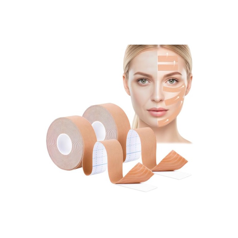 2 Rollos Cinta Antiarrugas para Levantar Cara,Parche Lifting 2.5cm*5m/Rollo