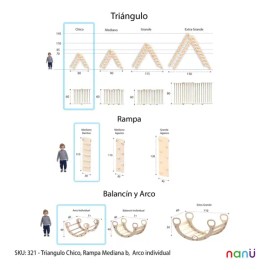 Nanu Pikler Triángulo Chico Con Rampa Y Arco Montessori Color Nogal Nanu                                                                              