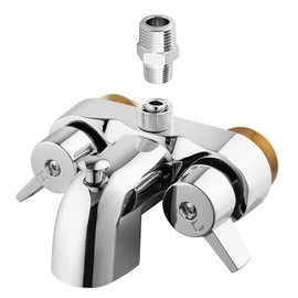 Bathcock Clawfoot Tub Shower Diverter Kit, 3 3/8" Centers, Vintage Bathtub Faucet, MIP Inlet, Shower Riser Outlet, Chrome