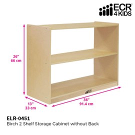 ECR4KIDS 2 Shelf Storage Birch Cabinet with Open Back, Natural