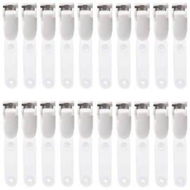 20pcs Band Clip Name Tag Case Moving Pocket Office Supplies ID Card Holder Badge Holder (White)