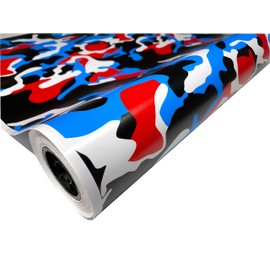 Blue RED Black White Camouflage Vinyl Car Wrap Film Sheet + Free Cutter & Squeegee ( Except Sample Size ) (15FT x 5FT / 180" x 60")