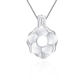 LGSY Sterling Silver Rose Cage Pendants for Women, Design Cage Pendants for Jewelry Making, Essential Oil Diffuser Lockets for Pearl Jewelry