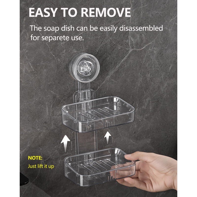 NEELEEN Soap Dish - Clear Suction Cup Soap Dish for