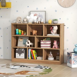 IFANNY Toy Storage Organizer, 3-Tier Kids Bookshelf, 8 Cube Kids' Bookcases, Cabinets & Shelves, Wooden Toy Shelf Organizer, Small Book Shelf for Kids Rooms, Playroom, Classroom, Nursery (Natural)