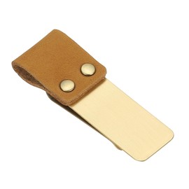 PATIKIL Pen Loop for Notebook, Brass Book Clip with Leather Pen Holder for Notebooks Journals Planner, Camel