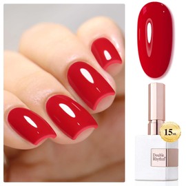 Double Rhythm 15ML Gel Polish Jelly Sheer Pastel Light Milky Color 1 PC 0.53 OZ Bottle UV Nail Polish Art Salon at Home for Women (Red-B-A1451)
