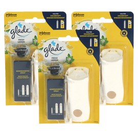 3x Glade Touch & Fresh Set Air Freshener Holder + Refill Fresh Lemon 10 ml Each