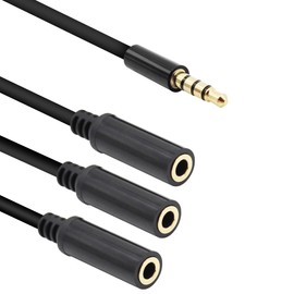Xilaghy 3.5mm Headphone Splitter 1 to 3-Ways 3.5mm (1/8") TRRS 4-Pole Gold Plated Male to 3-Female Stereo Jack Splitter Audio Cable for Headphone and Microphones(50cm/20in)