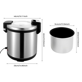 WUSILILU 19L 110W Stainless Steel Electric Rice Warmer,Commercial Grain Rice Heater Porridge Soup Warmer w/Locking Buckle & Anti-scald Handle for Party, Catering, Cafeteria