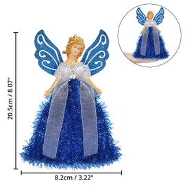 Belle Vous Christmas Tree Toppers - 20.5 x 8.2cm Plastic, Blue Angel Tree Topper - Fairy Treetop Pendant for Christmas Tree Decorations, Christmas Tree Ornaments and Festive Home Decor
