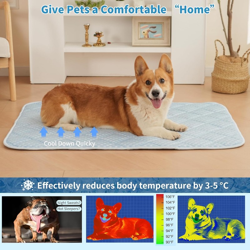 Petvolve Dog Cooling Mat 35.4" x 23.6", Double-Sided Dog Cooling