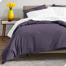 Bare Home 100% Organic Cotton Sateen Duvet Cover Set - Twin/Twin XL Size - Smooth Sateen Weave - Warm & Luxurious - Twin/Twin XL Duvet Cover (Twin/Twin XL, Dusty Purple)