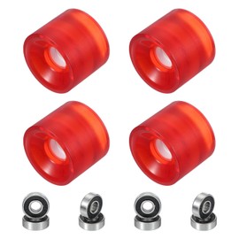PATIKIL 61mm Skateboard Wheels 1 Set 86A Hardness Street Wheels PU Cruiser Wheels with 608RS Bearings for Skateboards Replacement, Transparent Red