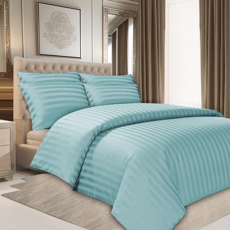 Pamposh Satin Stripe Double Duvet Set - Premium Hotel Quality