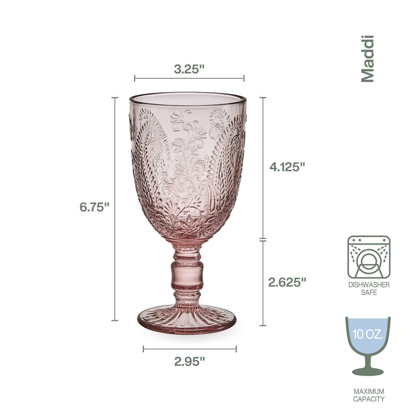 Fitz and Floyd Maddi Wine Goblet, Set of 4, Blush