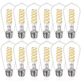 ST58 Edison Bulbs 60 Watt Led, 4000K Vintage Light Bulbs, E26 Led Bulb 60 Watt Dimmable Plastic 600ML, Antique Decorative Filament LED Bulb for Bedroom Office Fan Lights Ceiling Fixtures 12 Pack