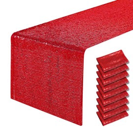 10 Packs 12 x 72 inches Red Sequin Table Runner, Glitter Runner for Birthday Party Supplies Decorations Wedding Bachelorette Holiday Celebration Bridal Shower Baby Shower