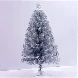 S_SSOY 2 Foot Christmas Trees Artificial Xmas Pine Tree with PVC Leg Stand Base Home Office Holiday Decoration (Silver)