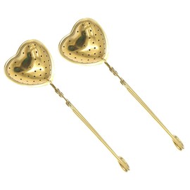 Luxshiny Fine Mesh Strainer 2pcs Spoon Strainer Creative Tea Golden Shaped Mini Steel Party Heart Mesh with Diffuser Home Fine Stainless Infuser Filter For Shape Handle Stainless Steel Tea Kettle