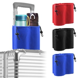 Mardatt Blue Luggage Cup Holder Attachment Drinks Carrier Free Your Hand Fits Roll on Suitcase Handles Luggage Travel Cup Holder for Flight Attendants Travelers Accessories