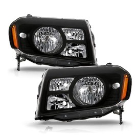 Conjunto de faros delanteros compatibles con Honda Pilot 2009 2010 2011, estilo de fábrica OEM halógeno, carcasa negra, reflector ámbar de repuesto para lado del conductor del pasajero, HO2518125