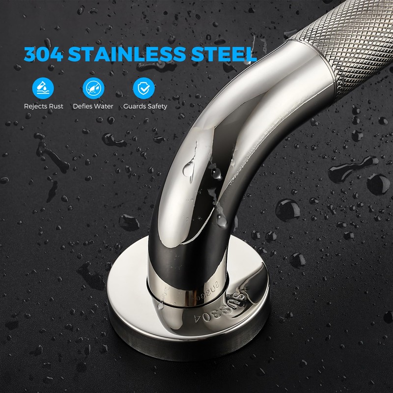 L-Shaped Grab Bars for Shower, 24x12 Inch Stainless Steel Grab