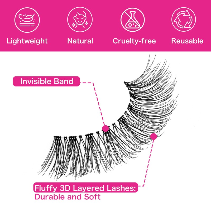 VEYESBEAUTY False Eyelashes Wispy Lashes Lightweight Natural Look Fluffy 3D