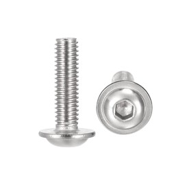 uxcell Flanged Button Head Socket Cap Screws, M6*22mm Hex Socket Drive Screw, 304 Stainless Steel Fasteners Bolts, Fully Threaded Machine Screw 20Pcs