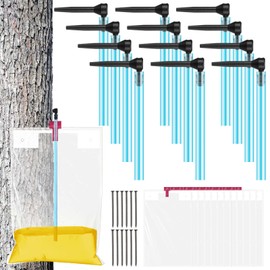 Reallnaive 12 Set Maple Syrup Tapping Kit Maple Tree Sap Taps Include 12 Maple Syrup Sap Collectors, 12 Rubber Tubes, 12 Sap Collection Bags and Several Nails for Sap Collection