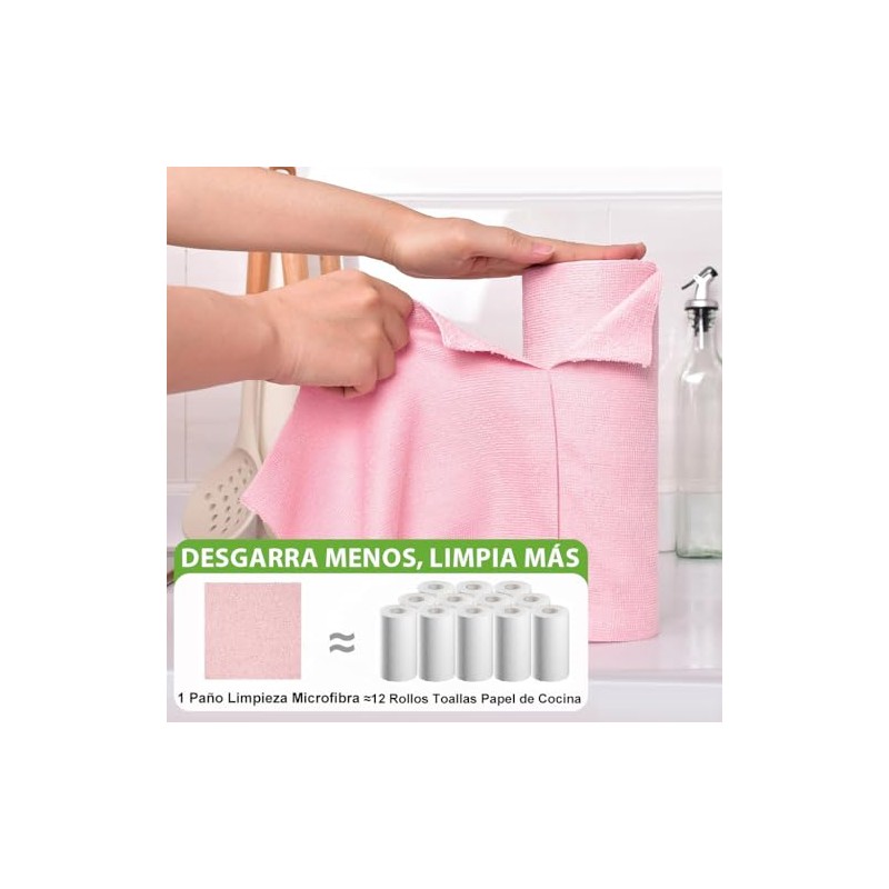 HASTHIP® Rollo de Toallas Microfibra, 50 Paños de Limpieza Reutilizables
