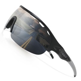 ROCKNIGHT Sports Polarized HD Sunglasses Men Running Driving Sunglasses UV400 Protection Lightweight Black