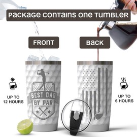 Golf Gifts for Dad, 20 oz Stainless Steel Mug, Birthday Gifts For Dad from Daughter, Gifs for Father from Son, Daddy Tumbler for Dad, Dad Birthday Gift, Fathers Day Gift (By Par Golf - 20oz)