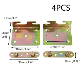 Crapyt 4 PCS Bed Frame Hardware Bed Rail Brackets Bed Replacement Parts for Beds and Cabinets Heavy Duty Bed Rail Plates Gold 3.54"×2.68"