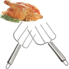 SNOKAY Stainless Steel Turkey Forks - 2 Pcs Meat Poultry Lifters, Easily Transfer Roasted Turkey or Ham, Meat Claw Holder Slicer Tool for BBQ or Thanksgiving