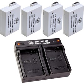 BM Premium 4 Pack of LP-E8 Batteries and Dual Bay Battery Charger for Canon EOS Rebel T2i, T3i, T4i, T5i, EOS 550D, EOS 600D, EOS 650D, EOS 700D DSLR Digital Cameras