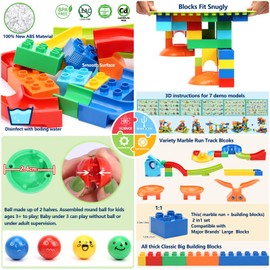 COUOMOXA Marble Run Building for Kids: STEM Building Blocks Set Compatible Classic Blocks - Educational Toys for Kids Age 3 4 5 6 7 8+ Home School - Birthday Gift for Boys Girls