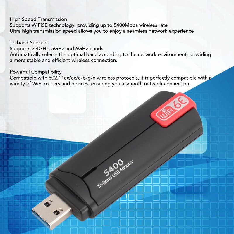 5400Mbps USB WiFi Adapter 2.4G 5G 6G Tri Band USB3.0